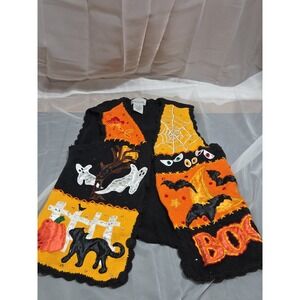 Vintage Basic Editions Halloween Cardigan Ugly Sweater Vest Medium